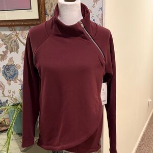 Athleta Burgundy Cozy Karma Asym Pullover